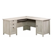 Pemberly Row Coastal Wood L Shaped Computer Desk in Chalked Chestnut