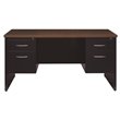 Pemberly Row Double Pedestal Metal Desk Arch Pull Handles Black/Walnut