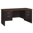 Pemberly Row Double Pedestal Metal Desk Arch Pull Handles Black/Walnut