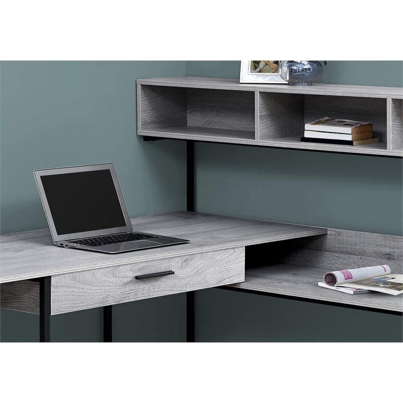 Pemberly Row L Shaped Computer Desk in Gray and Black