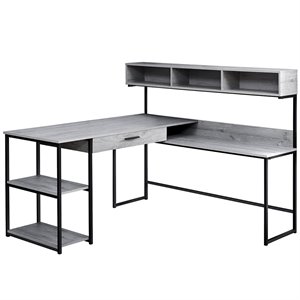 pemberly row l shaped computer desk in gray and black
