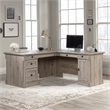 Pemberly Row L-shaped Contemporary Engineered Wood Computer Desk in Split Oak
