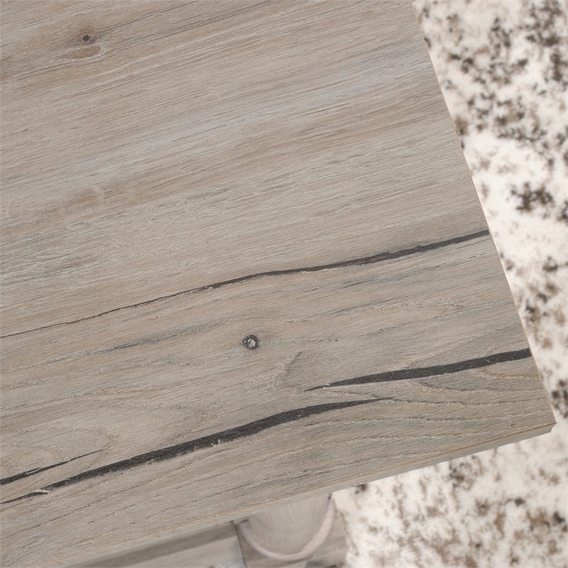 Pemberly Row L-shaped Contemporary Engineered Wood Computer Desk in Split Oak