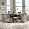 Pemberly Row L-shaped Contemporary Engineered Wood Computer Desk in Split Oak