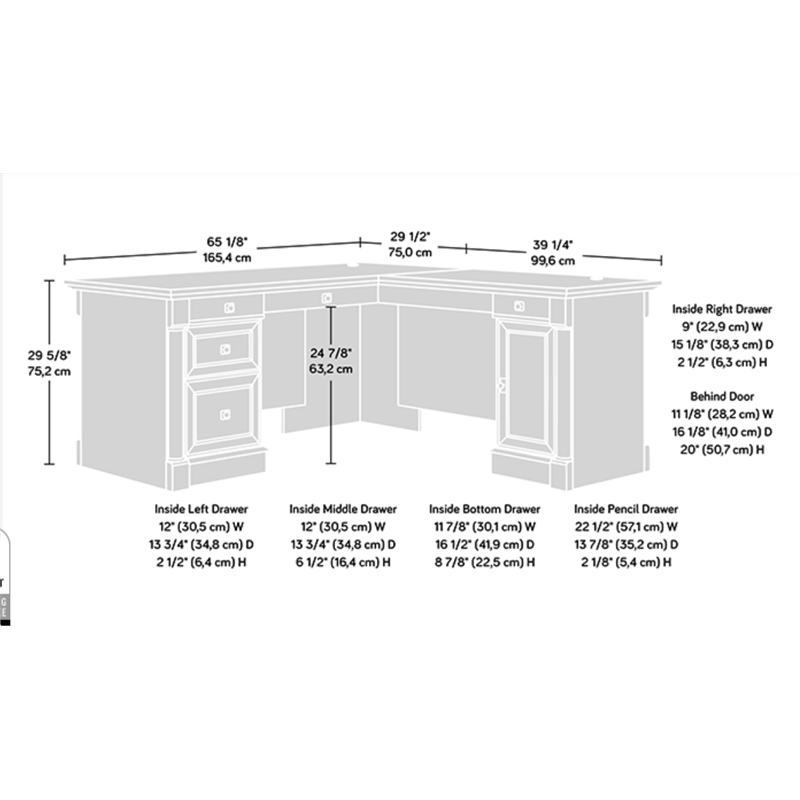 Pemberly Row L-shaped Contemporary Engineered Wood Computer Desk in Split Oak