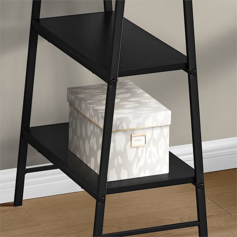 Pemberly Row 3 Tier Wood Top Sawhorse Computer Desk in Black