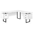 Pemberly Row Reversible Wooden L Shaped Corner Computer Desk in White and Black