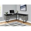 Pemberly Row Reversible Wooden L Shaped Corner Computer Desk in Black and Gray