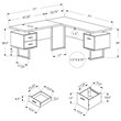 Pemberly Row Reversible Wooden L Shaped Corner Computer Desk in Black and Gray