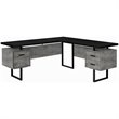 Pemberly Row Reversible Wooden L Shaped Corner Computer Desk in Black and Gray