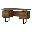 Pemberly Row Contemporary Wood Reversible Floating Computer Desk in Walnut