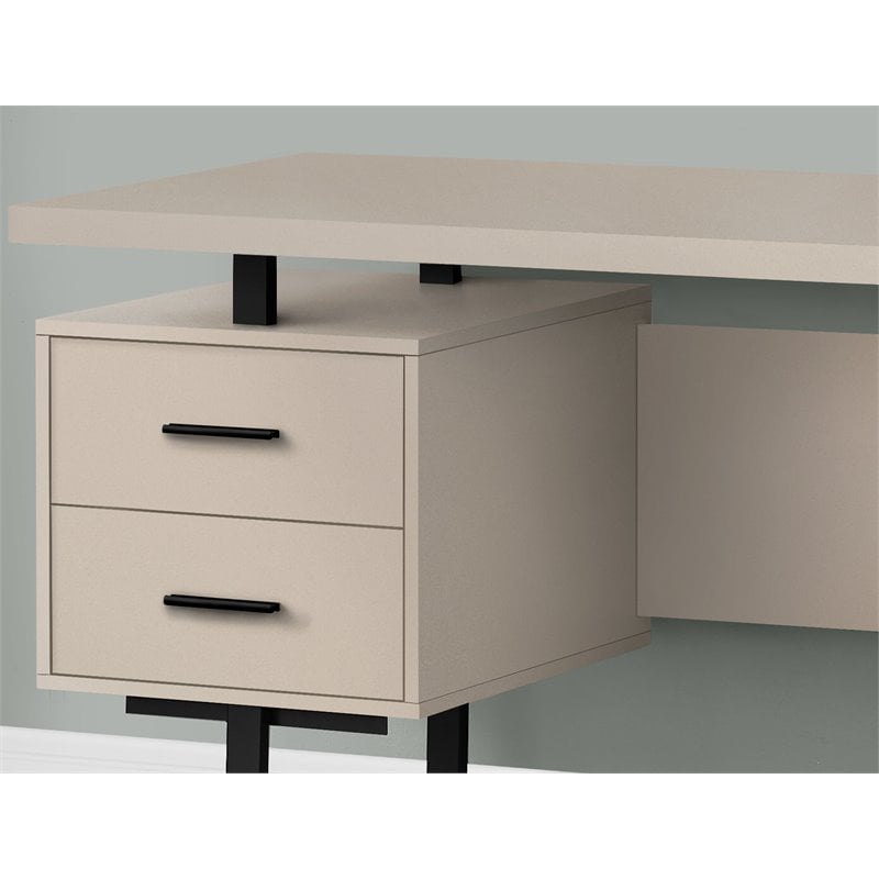 Pemberly Row Revesible Wooden Floating Desktop Computer Desk in Taupe and Black