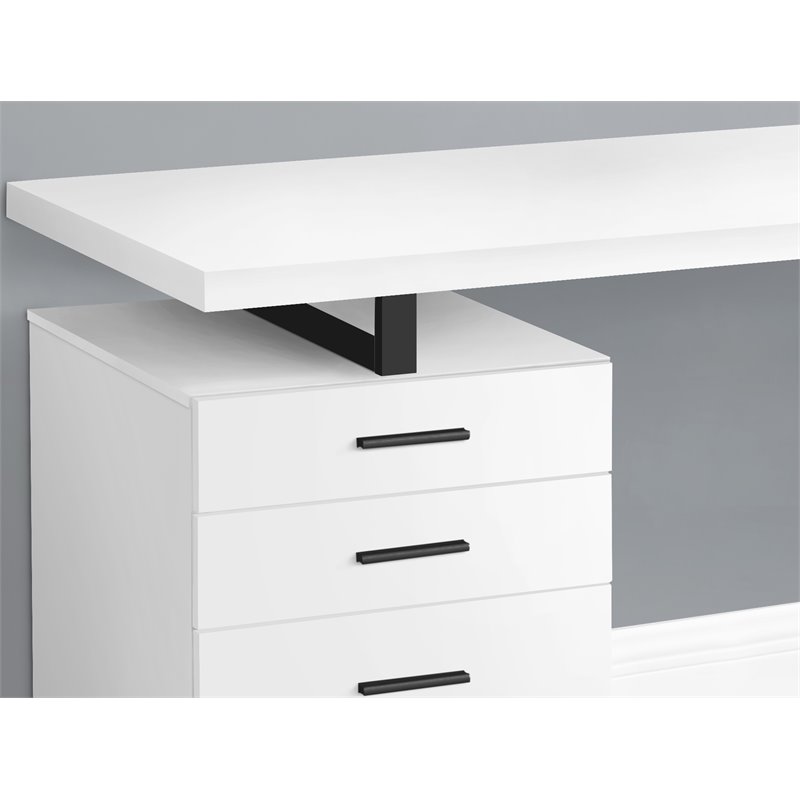 Pemberly Row Reversible Wooden Pedestal Computer Desk in White and Black