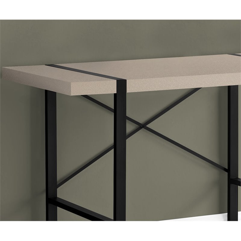 Pemberly Row Thick Wood Top X Base Computer Desk in Taupe and Black