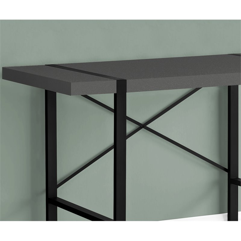 Pemberly Row Thick Wood Top X Base Computer Desk in Gray and Black