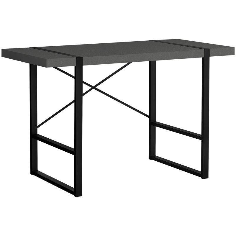 Pemberly Row Thick Wood Top X Base Computer Desk in Gray and Black