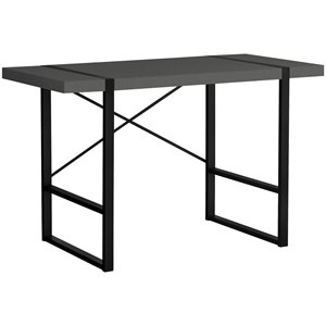 Pemberly Row Thick Wood Top X Base Computer Desk in Gray and Black
