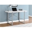 Pemberly Row Thick Wood Top X Base Computer Desk in White and Silver
