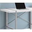 Pemberly Row Thick Wood Top X Base Computer Desk in White and Silver