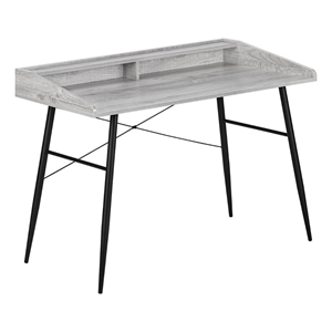 Pemberly Row 47.25&quot Contemporary Wood Computer Desk with Small Hutch in Gray