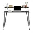 Pemberly Row Retro Computer Desk with Riser in Black Oak