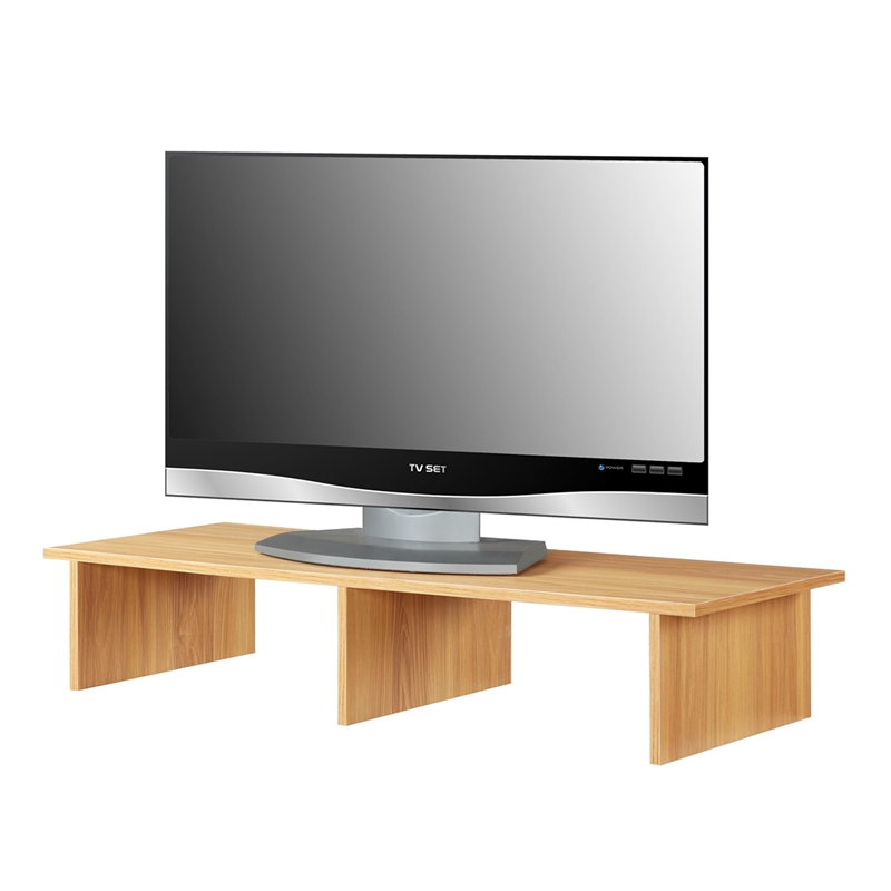 Pemberly Row Large TV-Monitor Riser in Light Oak Wood Finish