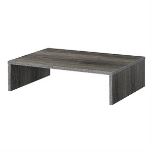Pemberly Row Contemporary Wood Large Monitor Riser for TVs up to 23&quot in Gray