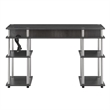 Pemberly Row Student Desk with Charging Station in Gray Wood Finish