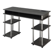 Pemberly Row Student Desk with Charging Station in Gray Wood Finish