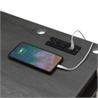 Pemberly Row Student Desk with Charging Station in Gray Wood Finish