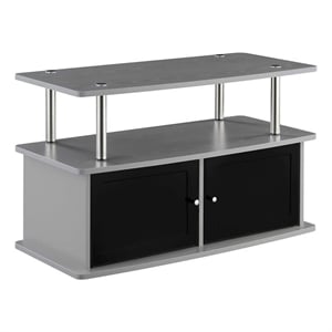 Pemberly Row Modern Wood TV Stand for TVs up to 35&quot with Cabinets/Shelf in Gray