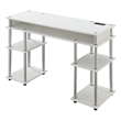 Pemberly Row Contemporary Wood Student Desk with Charging Station in White