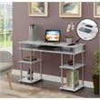 Pemberly Row Student Desk with Charging Station White Faux Marble Wood