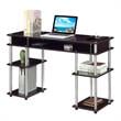 Pemberly Row Student Desk with Charging Station in Espresso Wood Finish