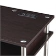 Pemberly Row Student Desk with Charging Station in Espresso Wood Finish