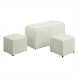 pemberly row transitional storage bench white faux leather