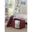 Pemberly Row Transitional Accent Storage Ottoman in Red Faux Leather