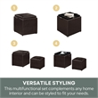 Pemberly Row Transitional Single Cube Ottoman in Espresso Faux Leather