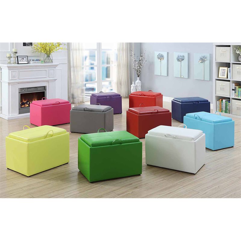 Pemberly Row Accent Storage Ottoman in Yellow Faux Leather Fabric