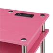 Pemberly Row Contemporary Wood Student Desk with Charging Station in Pink
