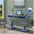 Pemberly Row Student Desk with Charging Station in Blue Wood Finish