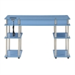 Pemberly Row Student Desk with Charging Station in Blue Wood Finish