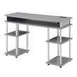 Pemberly Row Student Desk with Charging Station in Gray Wood Finish
