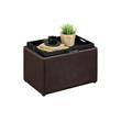 Pemberly Row Accent Storage Ottoman in Espresso Faux Leather With Tray