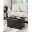 Pemberly Row Accent Storage Ottoman in Espresso Faux Leather With Tray