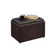 Pemberly Row Accent Storage Ottoman in Espresso Faux Leather With Tray