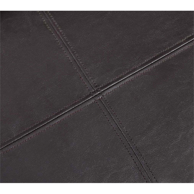 Pemberly Row Accent Storage Ottoman in Espresso Faux Leather With Tray