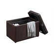 Pemberly Row Accent Storage Ottoman in Espresso Faux Leather With Tray