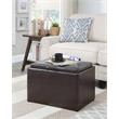 Pemberly Row Accent Storage Ottoman in Espresso Faux Leather With Tray