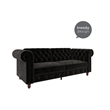 Pemberly Row Contemporary Sofa Futon in Black Velvet
